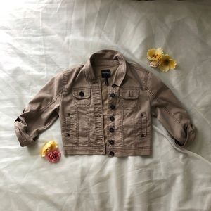 3/4 sleeve • Cropped • khaki tan • jean jacket